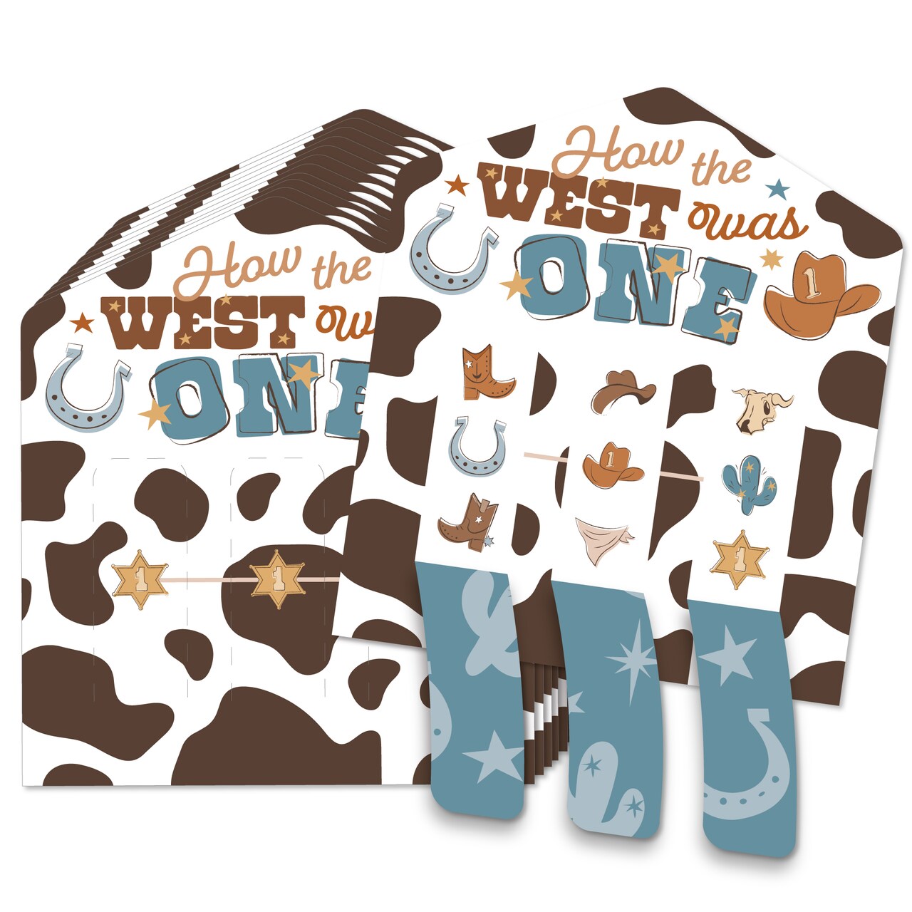Big Dot of Happiness My First Rodeo - Little Cowboy 1st Birthday Party Game Pickle Cards - Pull Tabs 3-in-a-Row - Set of 12